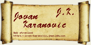 Jovan Karanović vizit kartica